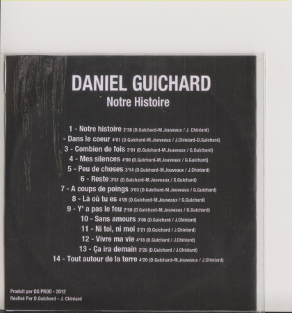 Le verso du CD version papier imprimé chez DG.